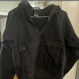 Vintage Nike SB Anorak Hooded Black Jacket Kangaroo Pouch Skate